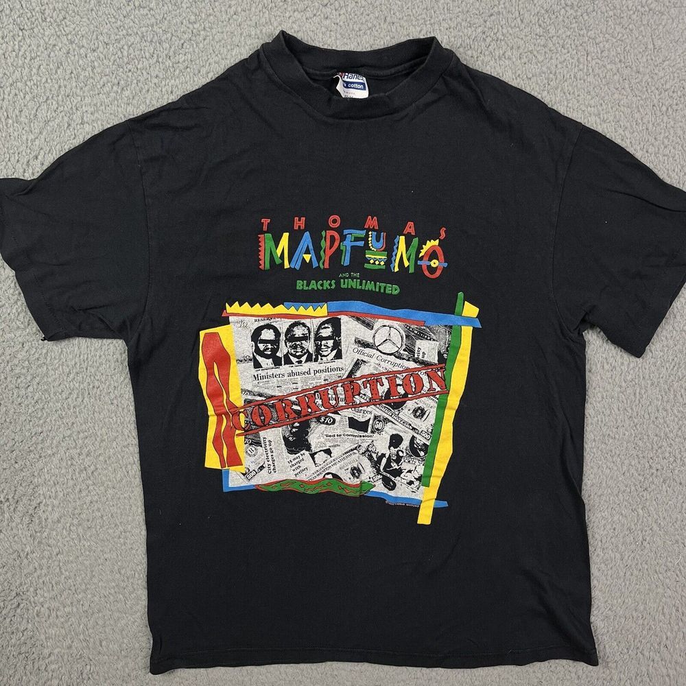 Vintage Thomas Mapfumo‎ and the Blacks Unlimited T Shirt Corruption Tour 1989 L